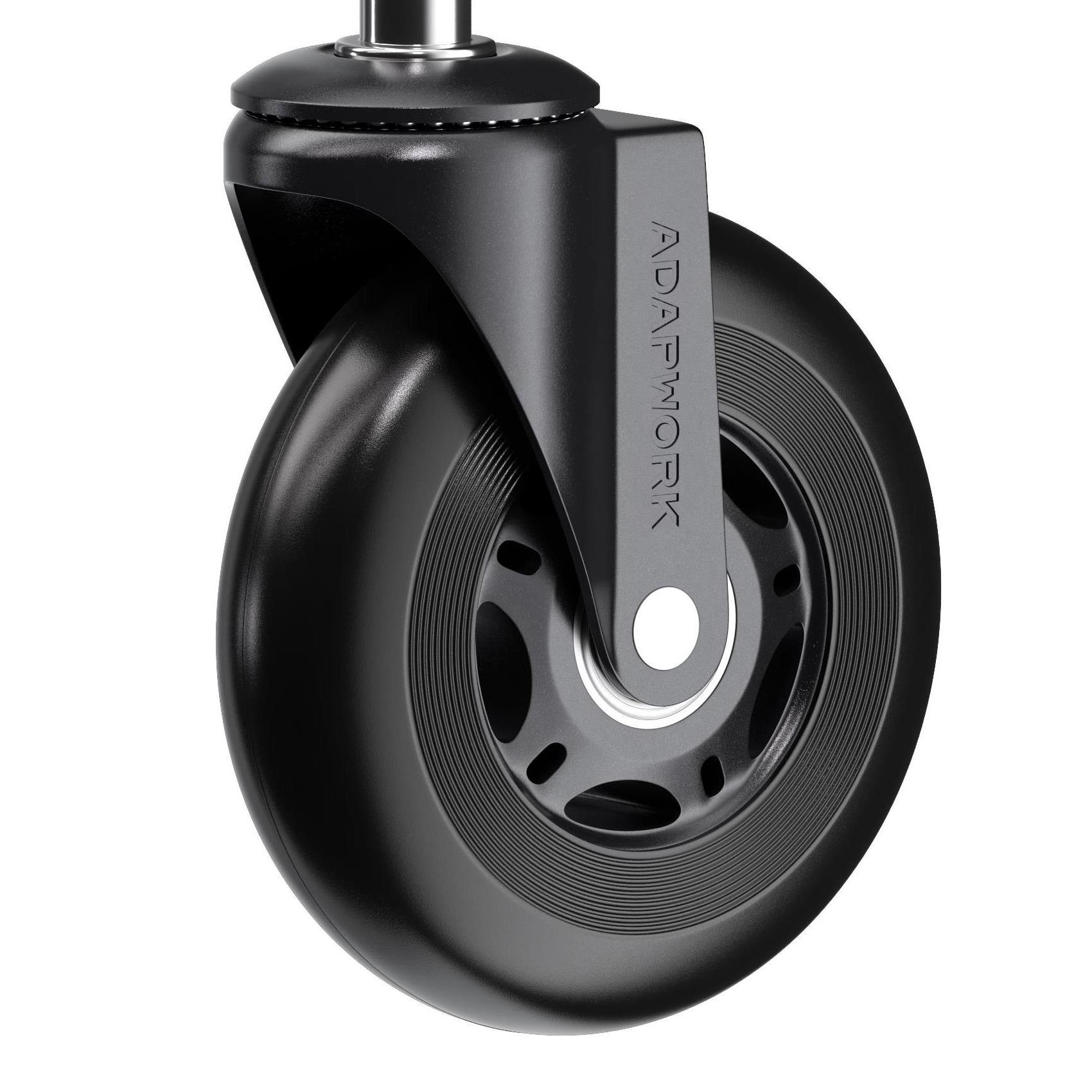 Set (5 pieces) of rubberized castors CASTORS 65 Black, photo 2