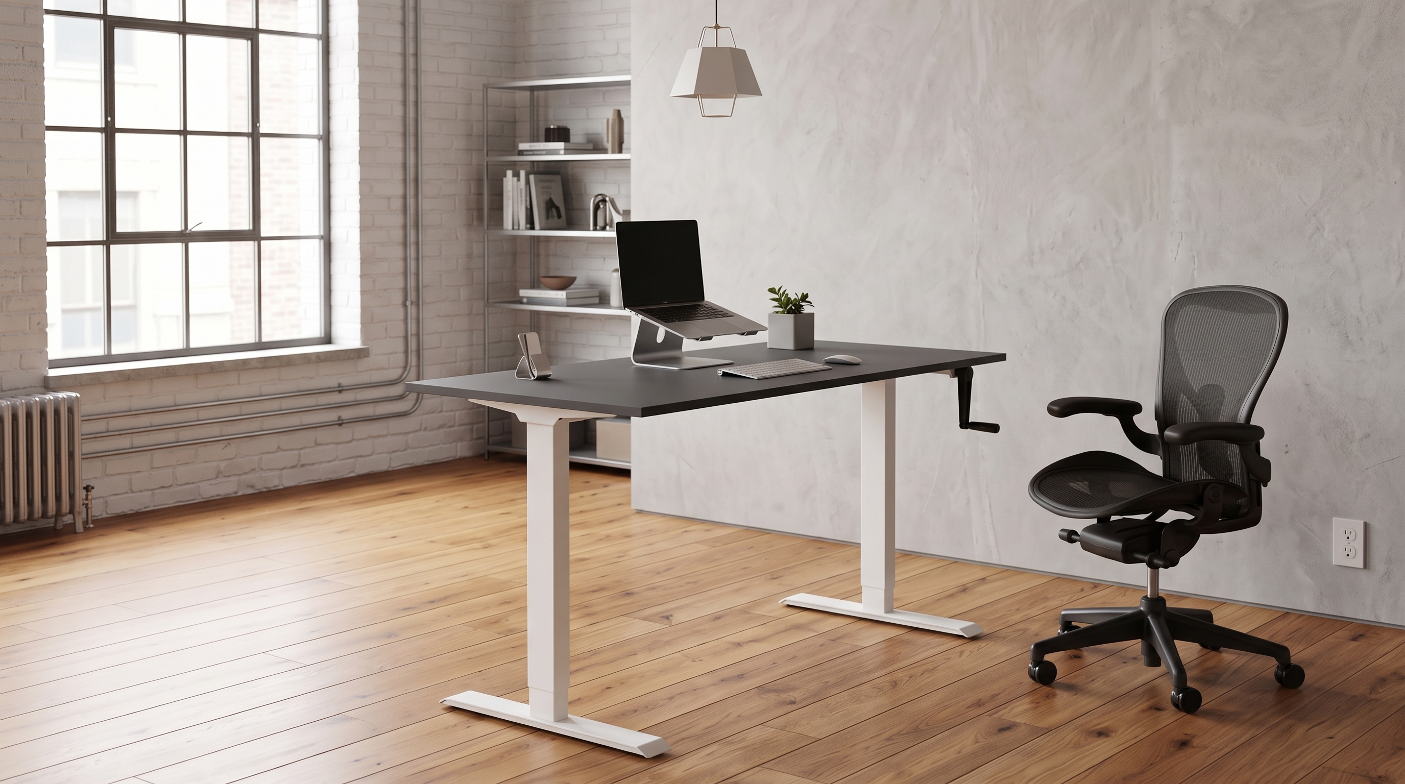 Adjustable table AdapDesk Smart Manual 18мм Deep Black, Snow White