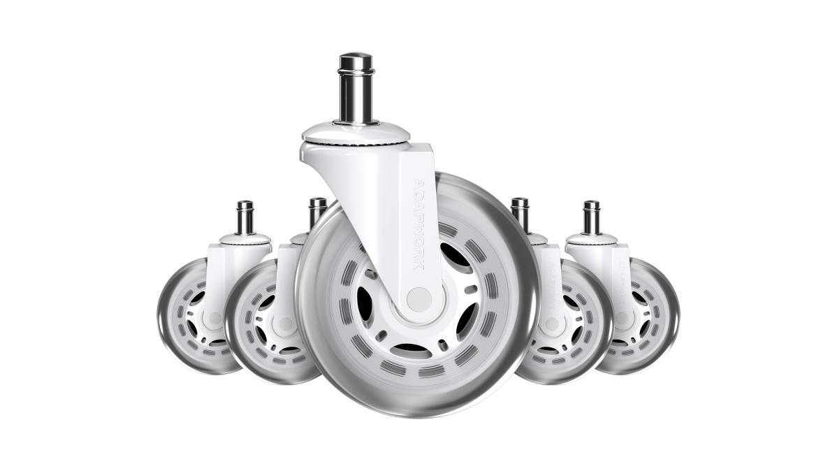 Set (5 pieces) of rubberized castors CASTORS 65 White, photo 3