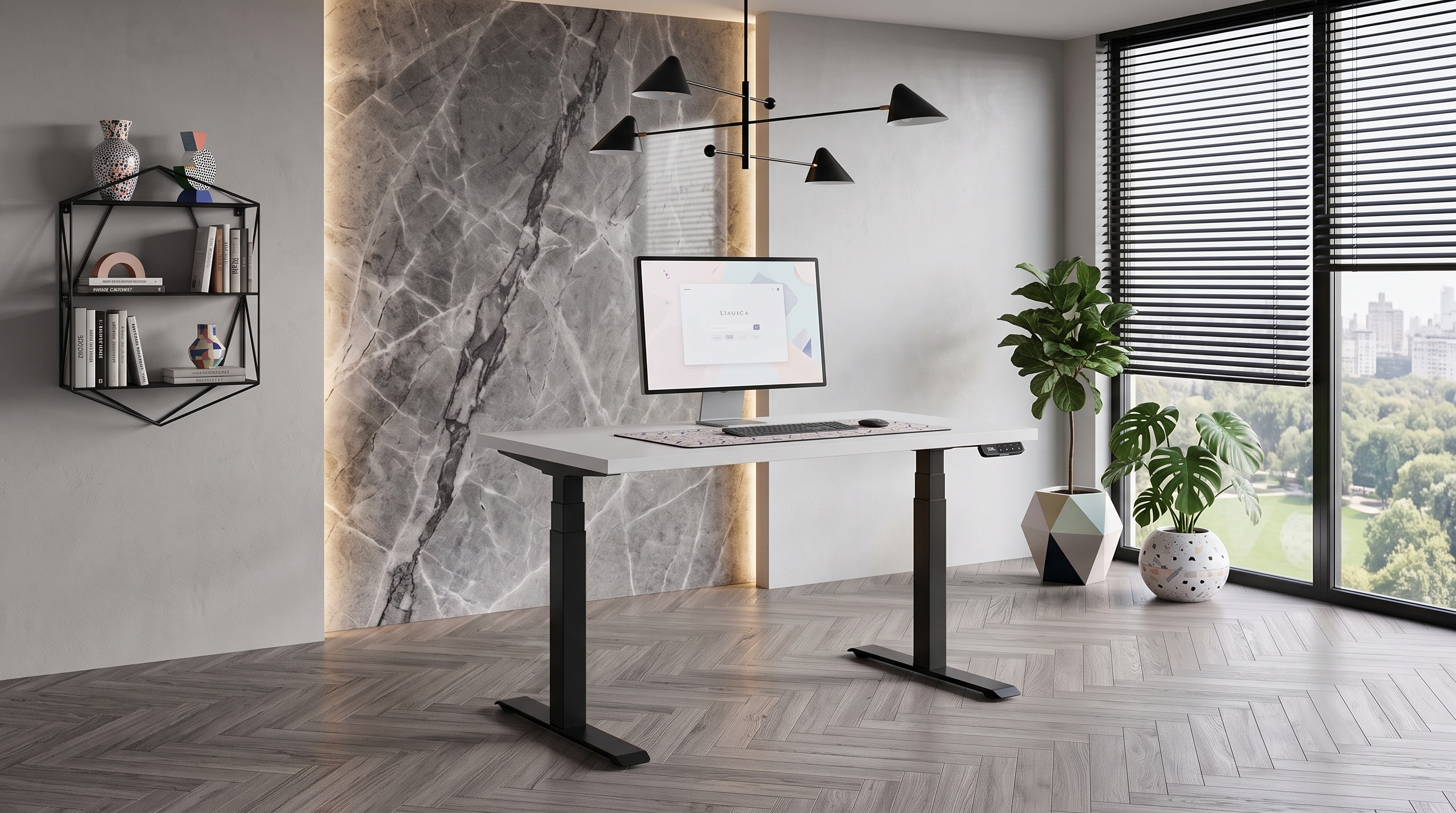 Adjustable table AdapDesk Smart 2 Motor Pro 36 Crystal White, Space Black
