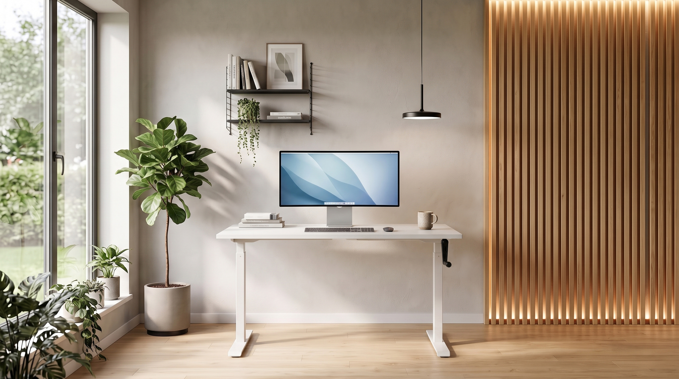 Adjustable table AdapDesk Smart Manual 18мм Crystal White, Snow White