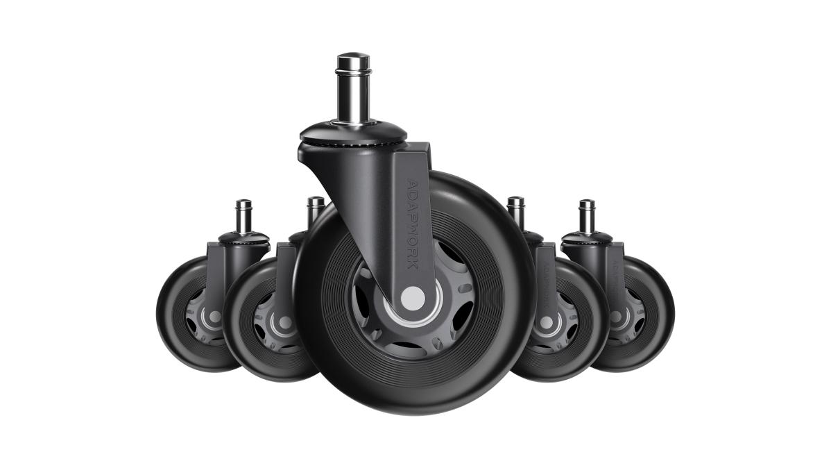 Set (5 pieces) of rubberized castors CASTORS 65 Black, photo 3