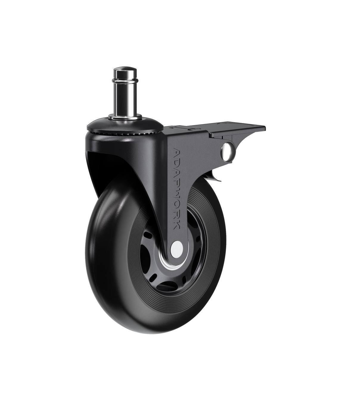 Set (5 pieces) of rubberized castors CASTORS 75 Fix Black, photo 1