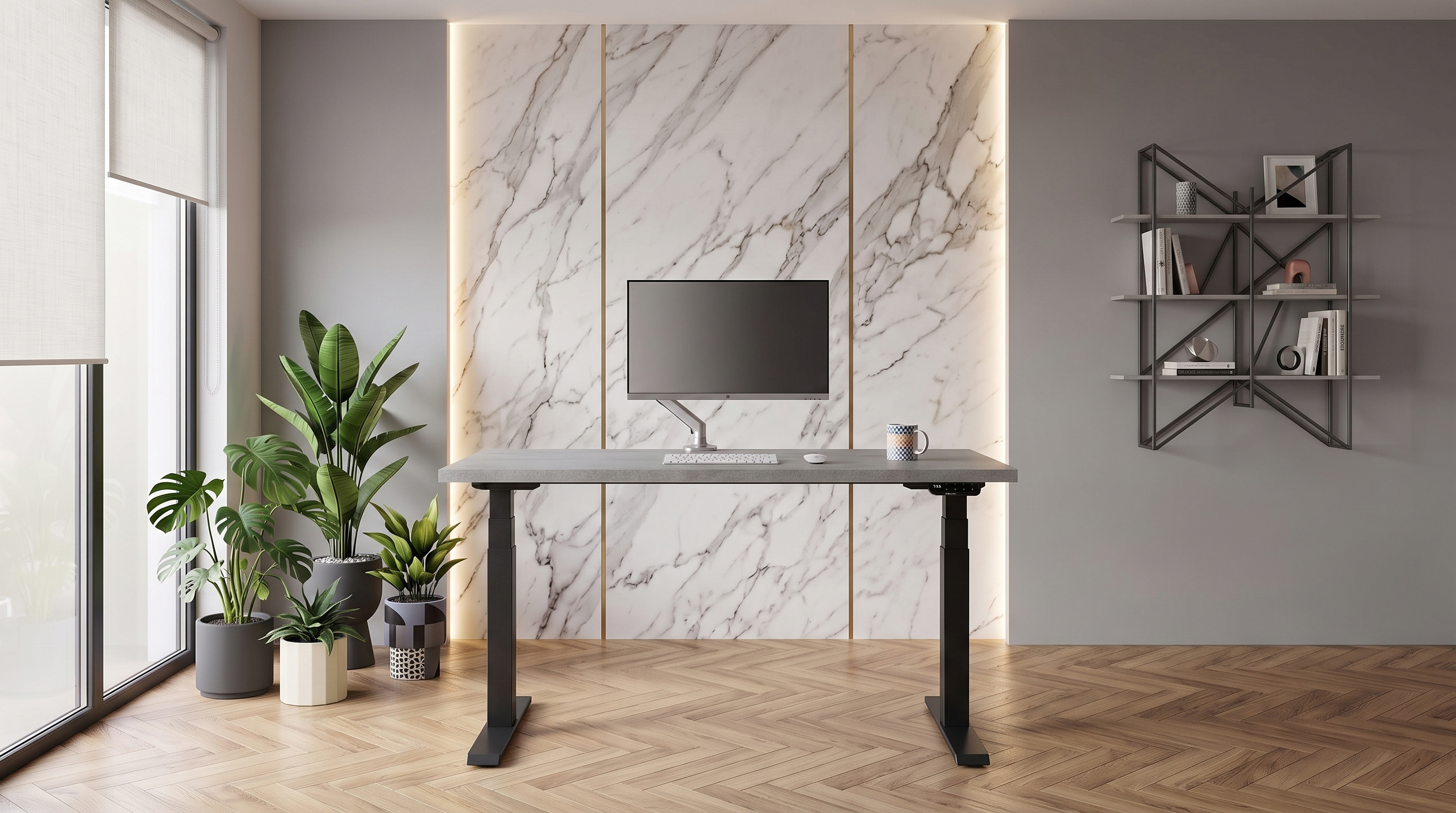 Adjustable table AdapDesk Smart 2 Motor Pro 36 Smoky Gray, Space Black