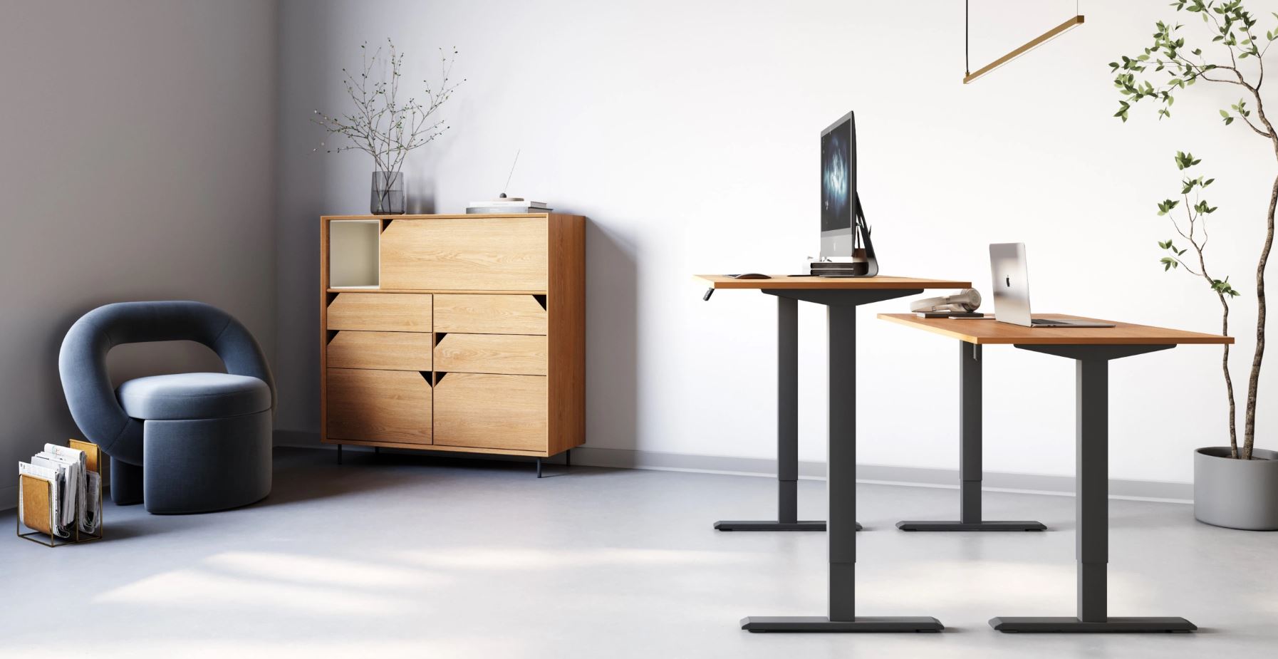 Adjustable table AdapDesk Smart 1 Motor 18mm Golden Wood, Space Black