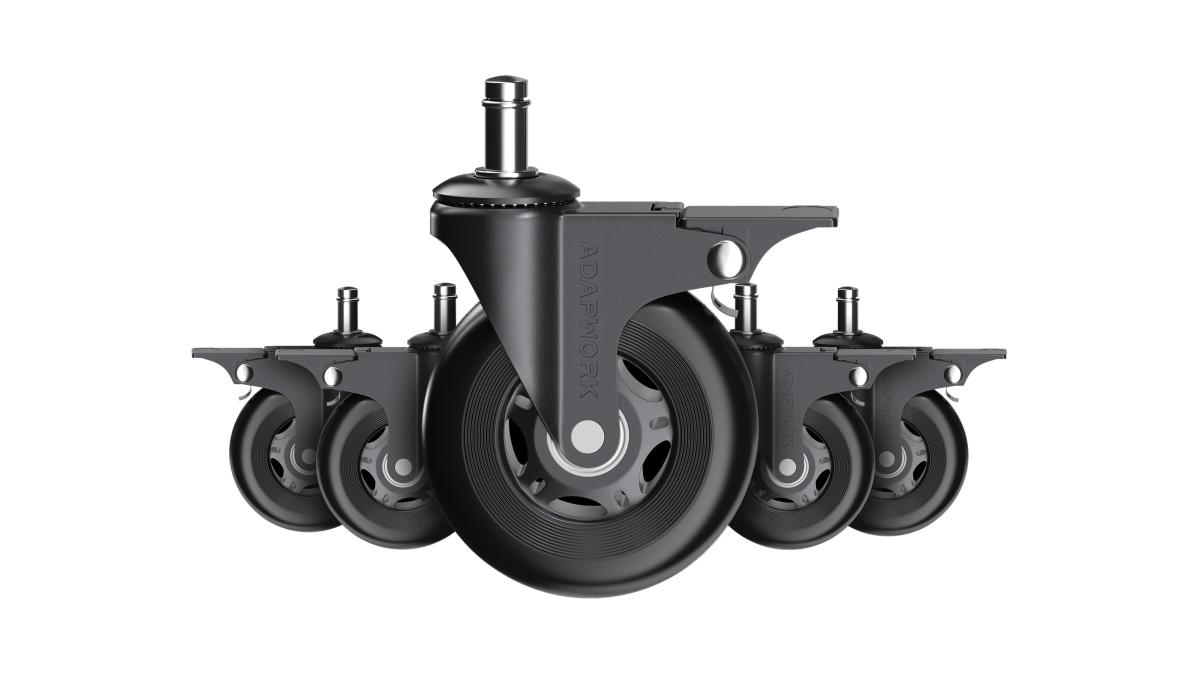 Set (5 pieces) of rubberized castors CASTORS 75 Fix Black, photo 3