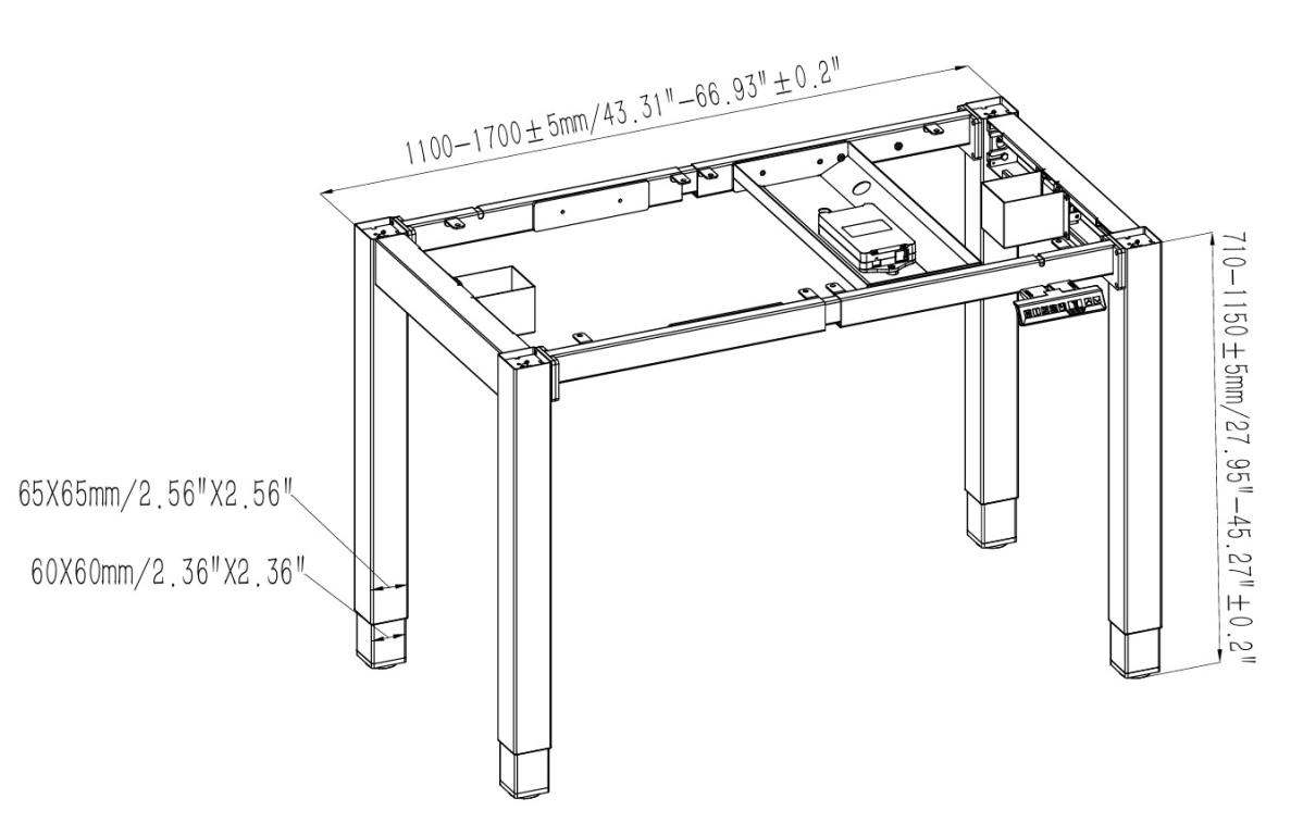 Adjustable table support AdapDesk Smart 4L 2 Motor 36mm Crystal White, Snow White, photo 10