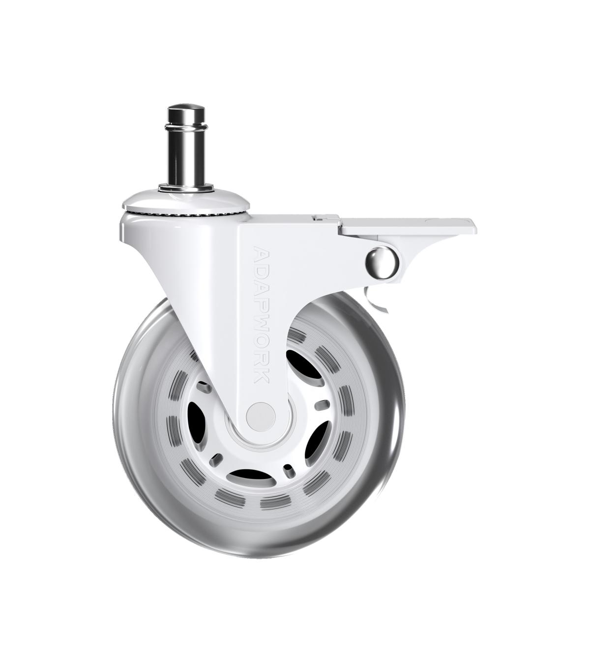 Set (5 pieces) of rubberized castors CASTORS 75 Fix White, photo 2