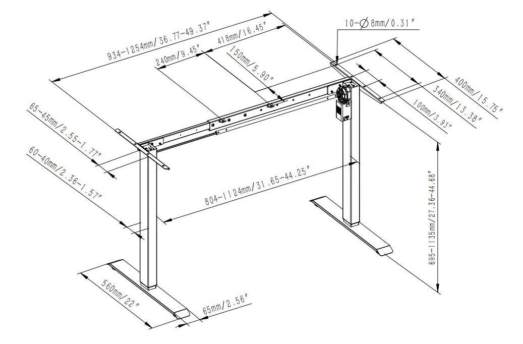 Adjustable table support AdapDesk Smart 1 Motor Snow White, photo 11