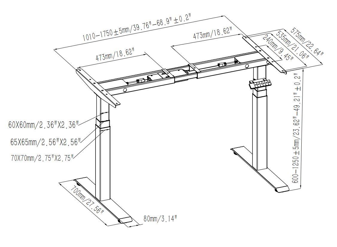Adjustable table support AdapDesk Smart 2 Motor Pro Snow White, photo 9