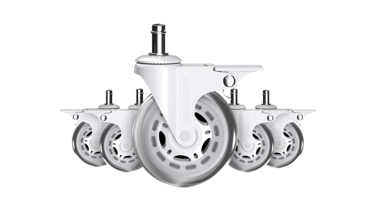 Set (5 pieces) of rubberized castors CASTORS 75 Fix White, photo 3