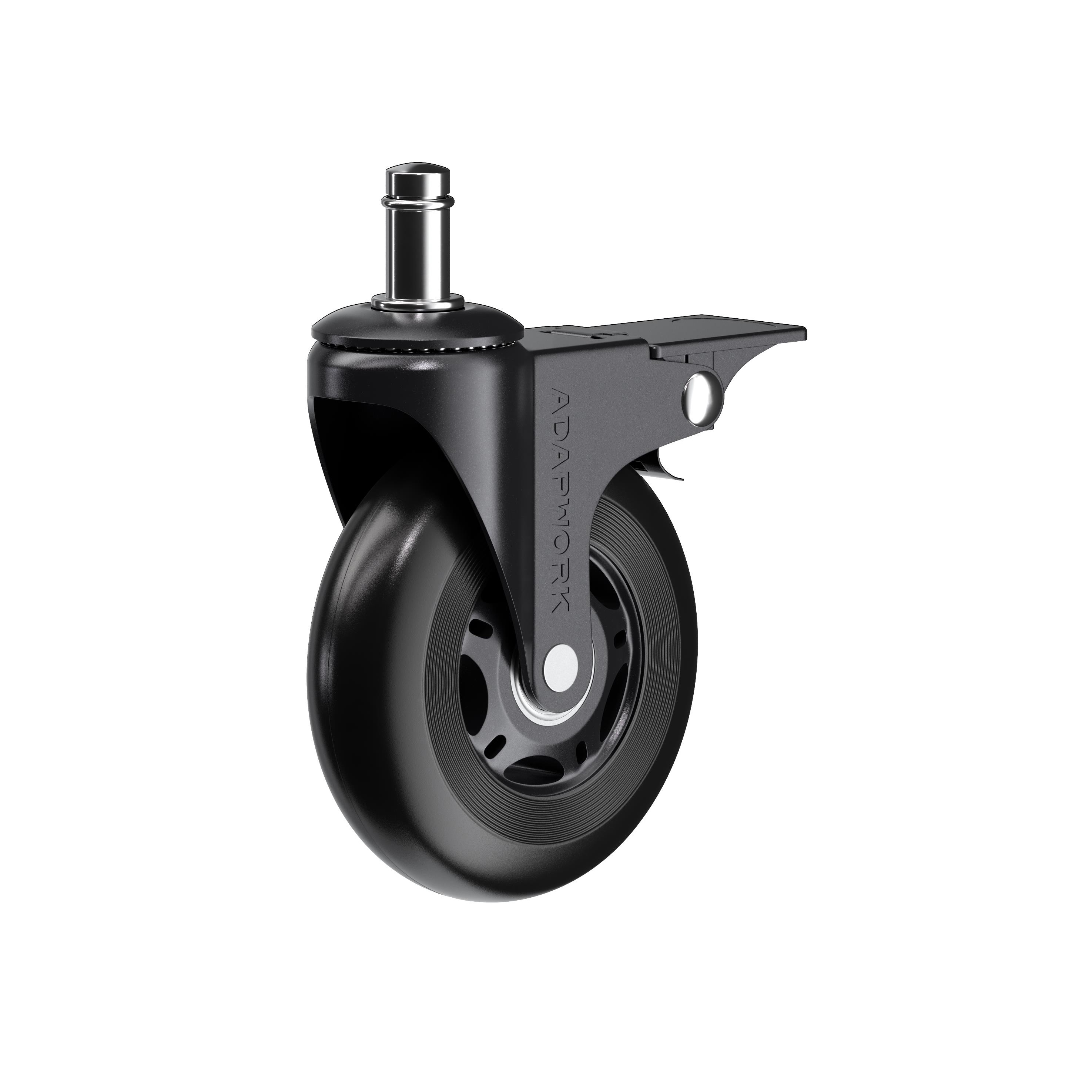 Set (5 pieces) of rubberized castors CASTORS 75 Fix Black, photo 1