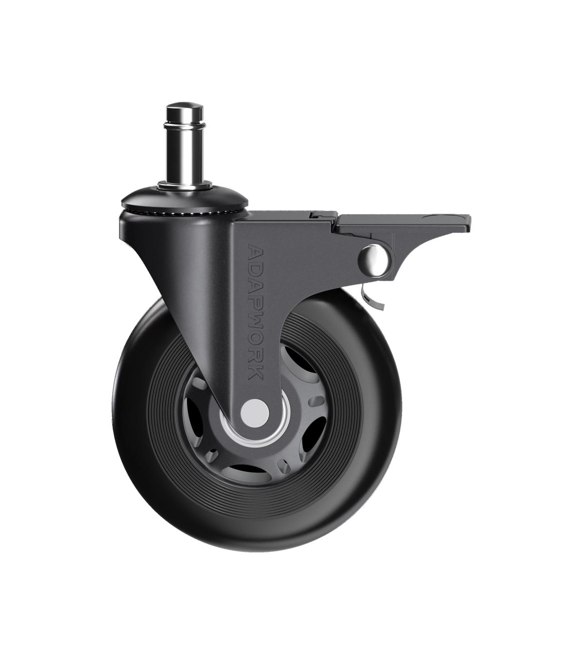 Set (5 pieces) of rubberized castors CASTORS 75 Fix Black, photo 2