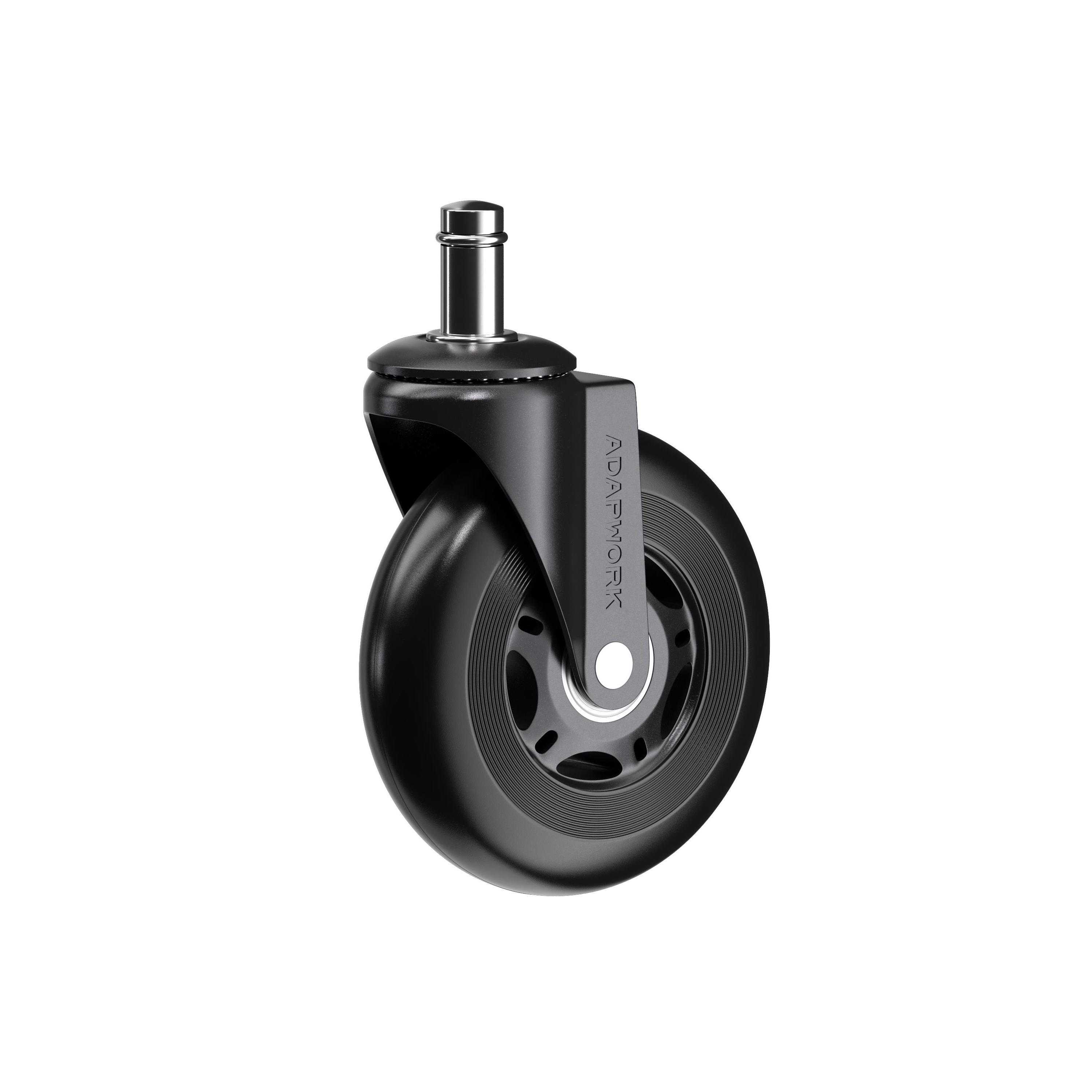 Set (5 pieces) of rubberized castors CASTORS 65 Black