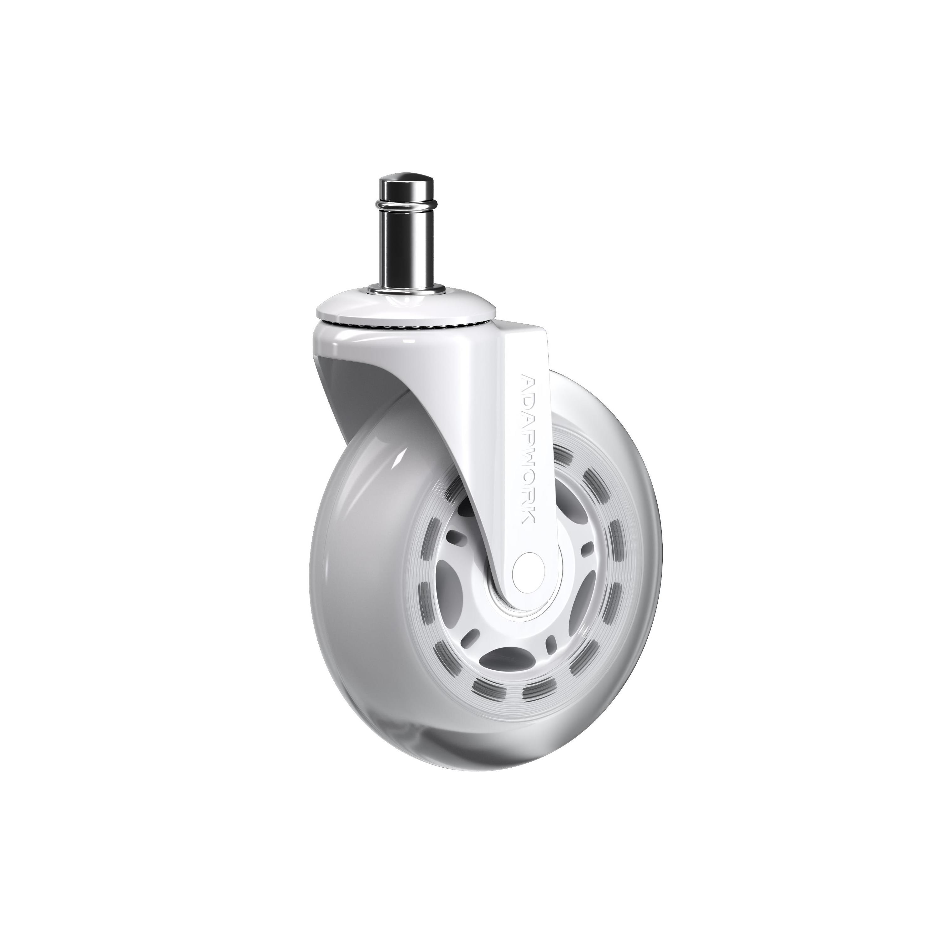 Set (5 pieces) of rubberized castors CASTORS 75 White