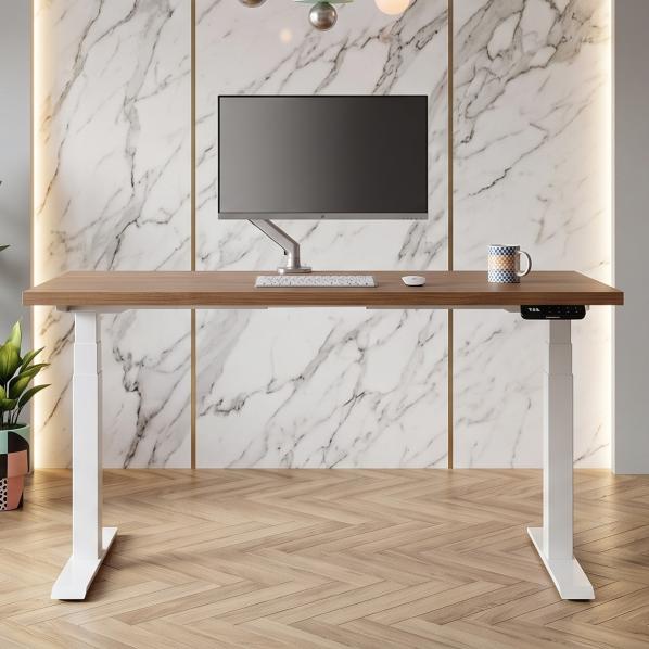 Ergonomic Adjustable table AdapDesk Smart 2 Motor Pro 36 Golden Wood, Snow White