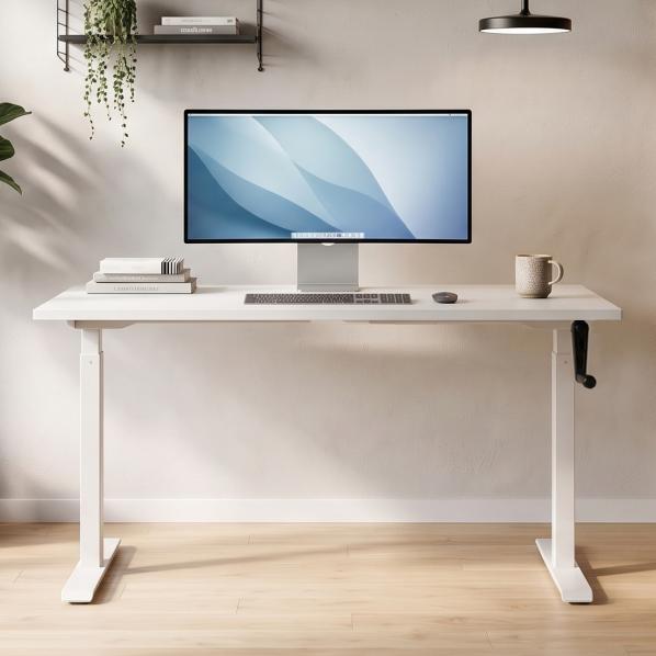 Ergonomic Adjustable table AdapDesk Smart Manual 18мм Crystal White, Snow White
