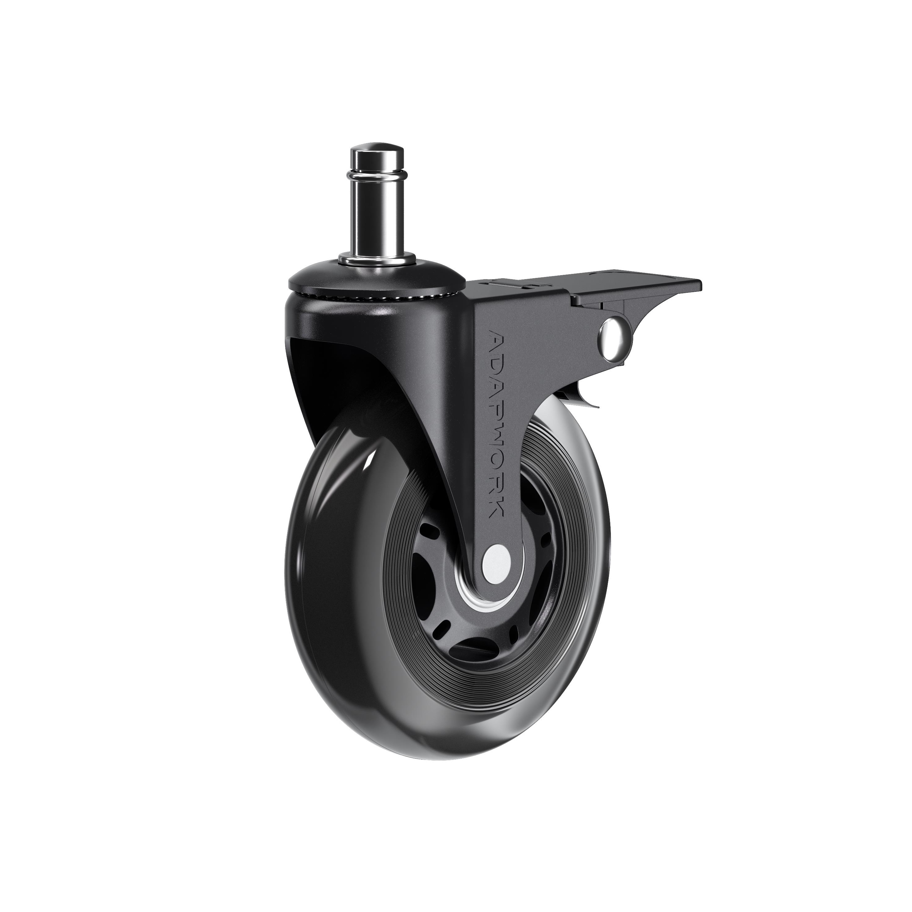 Set (5 pieces) of rubberized castors CASTORS 75 Fix Transparent