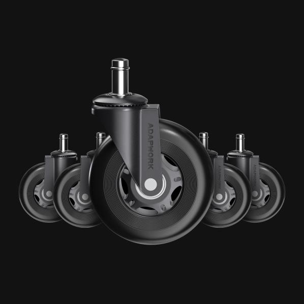 Эргономичное Комплект (5шт) прорезиненных роликов CASTORS 75 Черный